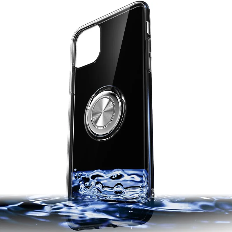 for iphone 11 pro max xs xr 7 8 plus case transparent tpu with finger ring magnetism holder phone back cover coque for iphone 11 free global shipping