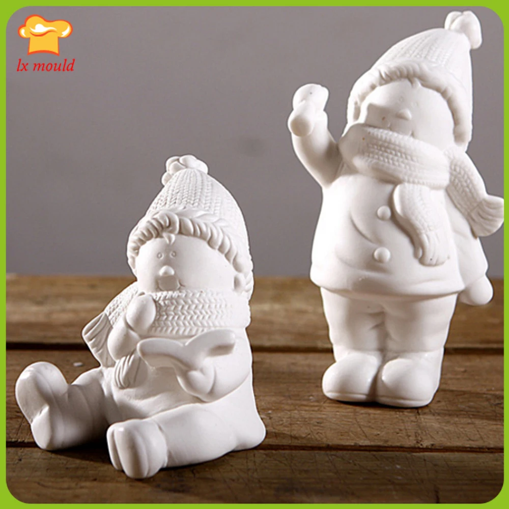 LXYY  3D Creative Snowman Silicone Molds Handmade Candle Mould Christmas Snowman Baking Tools