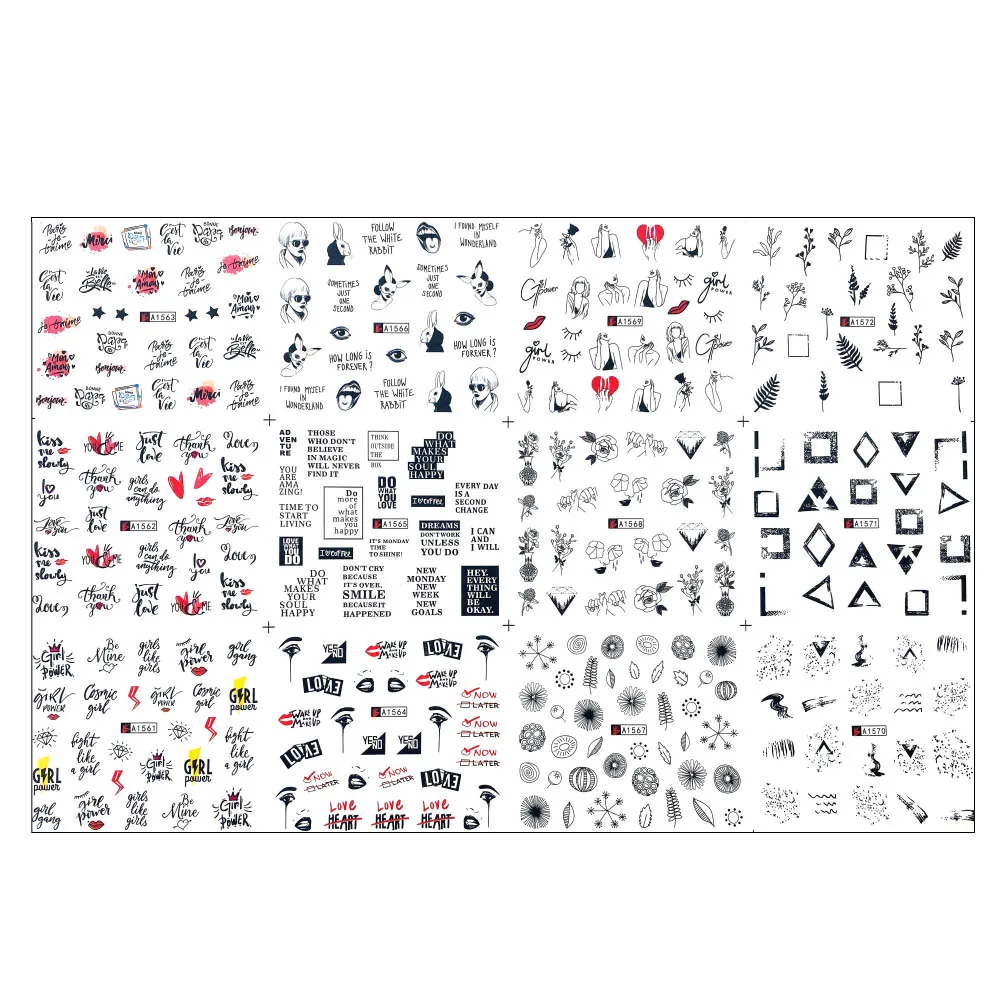 Фразы на английском языке наклейки для ногтей Водные Наклейки слайдер