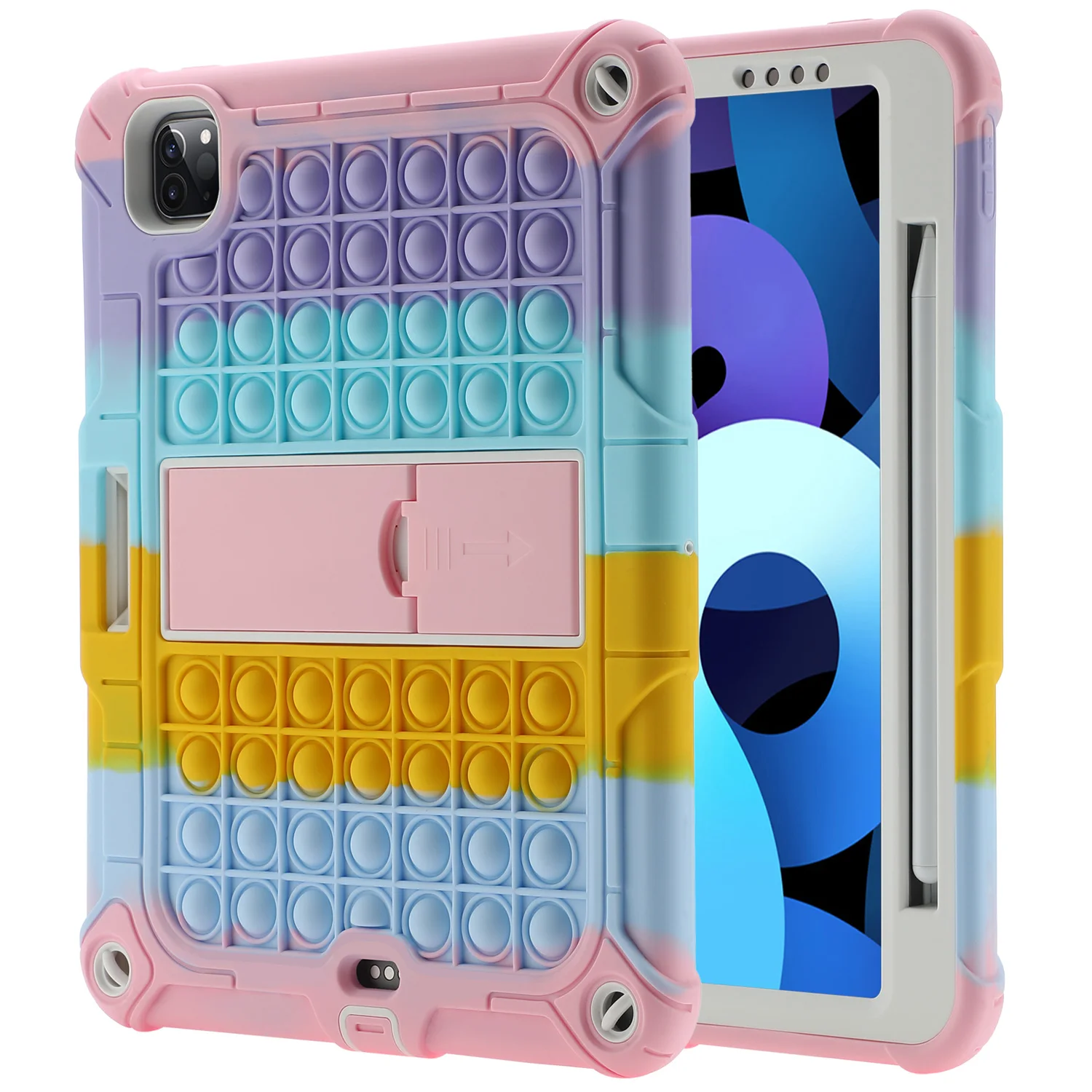 

Чехол-игрушка для iPad Pro (2021/2021)/iPad Air 4/iPad 10,9, антистресс, игрушка-Непоседа, силиконовый Радужный противоударный защитный чехол