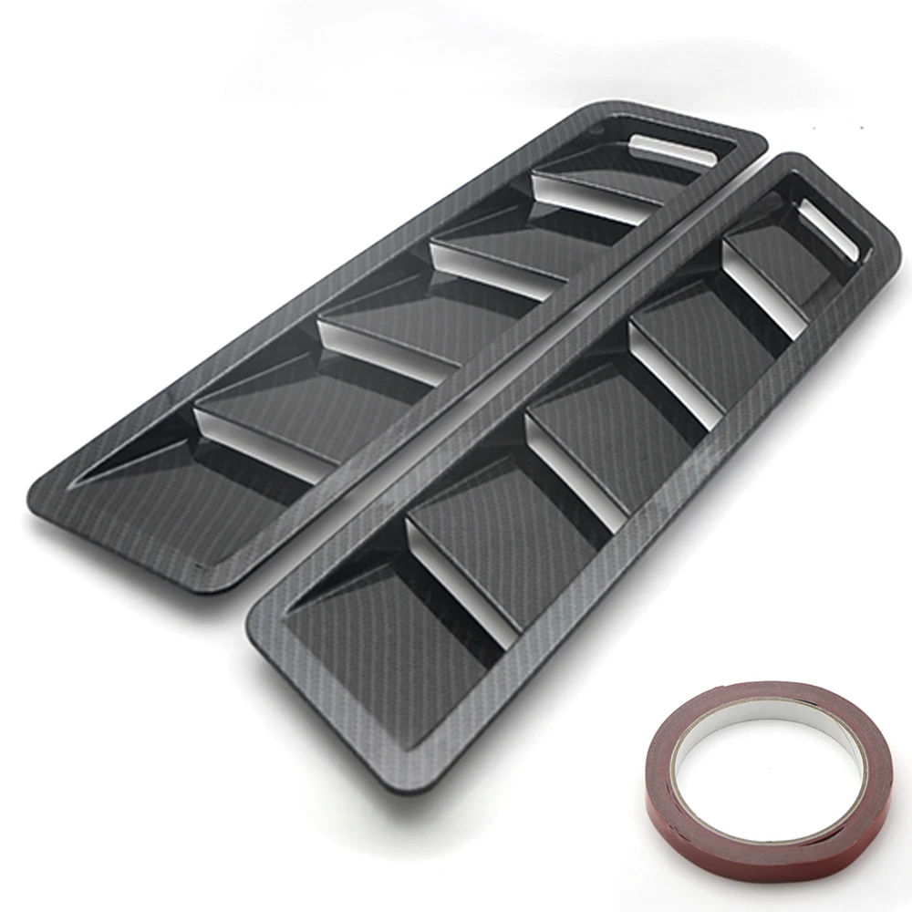 

Fits 17X5 Inch Universal Hood Vent Louver Air Cooling Panel Trim Set Carbon black Finish ABS 1 Pair