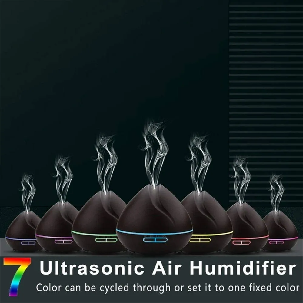 

550ML Wood Machine Ultrasonic Air Purifier Water Oxygen Machine, Suitable for Household, Atomizer, with LED Night Light