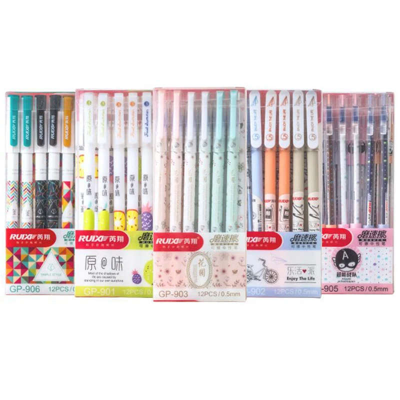 Ручки гелевые стираемые 0 5 мм 12 шт./компл.|gel pen|gel ink pencute korean pens |