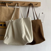 simple canvas tote bag women large capacity handle bag solid color shoulder bag designer shopping handbag reusable girls totes