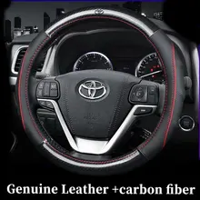 Car Genuine Leather Steering Wheel Covers for Toyota Camry Corolla Axio Altis Rav4 4Runner C-HR Fortuner Harrier Highlander