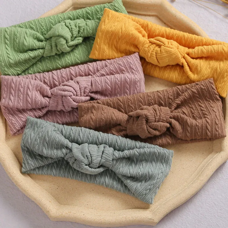 

1pcs Bowknot Baby Girl Headband Lovely Nylon Elastic BowKnitting Headwrap Various Colors Nice-looking Contracted Turban Headwear