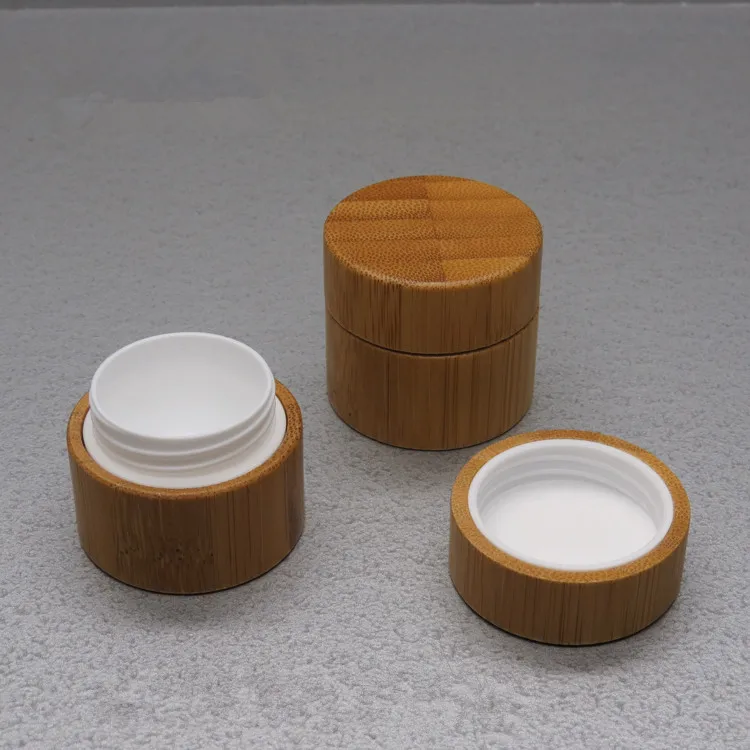 

30pcs 10g Natural Bamboo Facial Cream Jar with PP inner bottle 10ml Cosmetic Small Facial Mask Pot Refillable Container