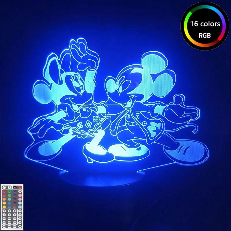 Фигурка Диснея танцующая Микки и Минни Маус светодиодный ночсветильник