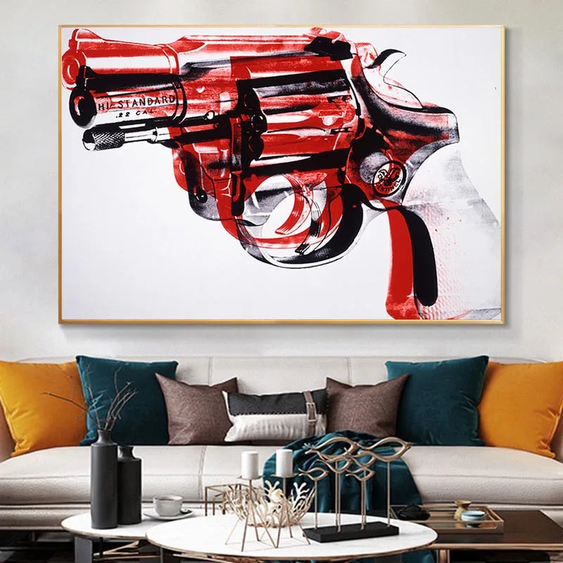 

Andy Warhol Abstract Painting Gun Wall Pictures For Living Room Pop Art Canvas Prints And Posters Home Decor Unframed