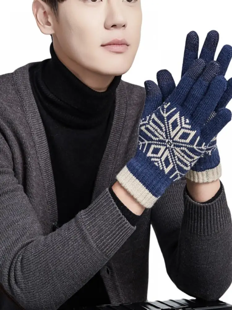 

Unisex Outdoor Riding Knitted Wool Touch Screen Warm Velvet Winter Gloves