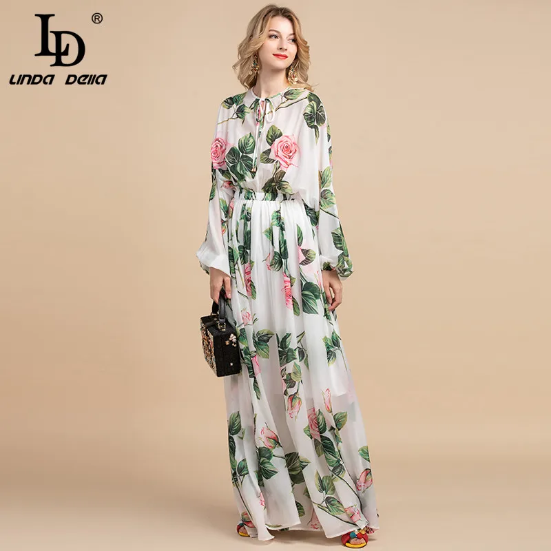 LD LINDA DELLA лето мода взлетно посадочной полосы Boho Макси платья для женщин с длинным