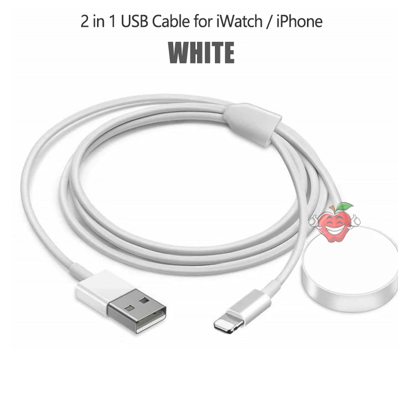 2 in 1 USB Cable 2 в 1 часы Магнитный Беспроводной зарядный кабель для передачи данных для Apple Watch iWatch серии 5 4 3 2 1 адаптер кабель USB с подсветкой для iPhone 11 X - Цвет: 2 in 1 USB Cable