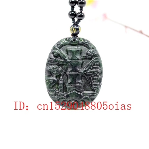 Ожерелье из натурального черного и зеленого нефрита обсидиана с подвеской в виде