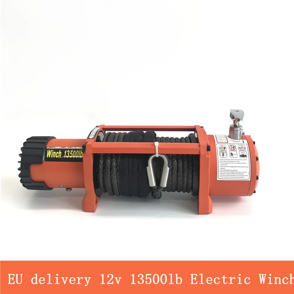 EU delivery  winch car 12v 13500lb Electric Winch Heavy Duty ATV Trailer high tensile nylon rope cable Remote Control Set
