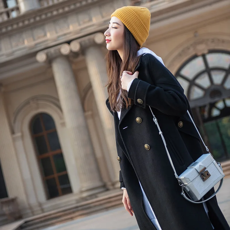 Длинные шерстяные кашемировые пальто для женщин 2019 осень зима женские куртки плюс размер бежевый