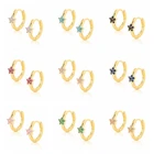 Женские серьги с разноцветными кристаллами, корейские серьги для пирсинга, Инс циркониевые серьги-кольца, модные украшения