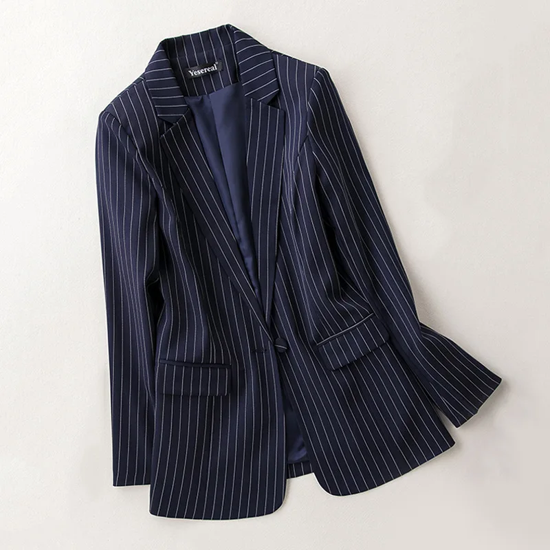 

Vertical stripes large size (S-7XL) blazer women's new suit blazer Slim was thin spring and autumn professional women's jacket