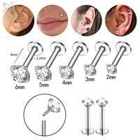 zs 1 piece 2 6mm round cz crystal lip ring 16g stainless steel labret monore medusa piercings ear tragus helix piercing jewelry