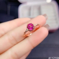 kjjeaxcmy fine jewelry 925 sterling silver inlaid natural pink topaz women fresh lovely round chinese style ring support detecti