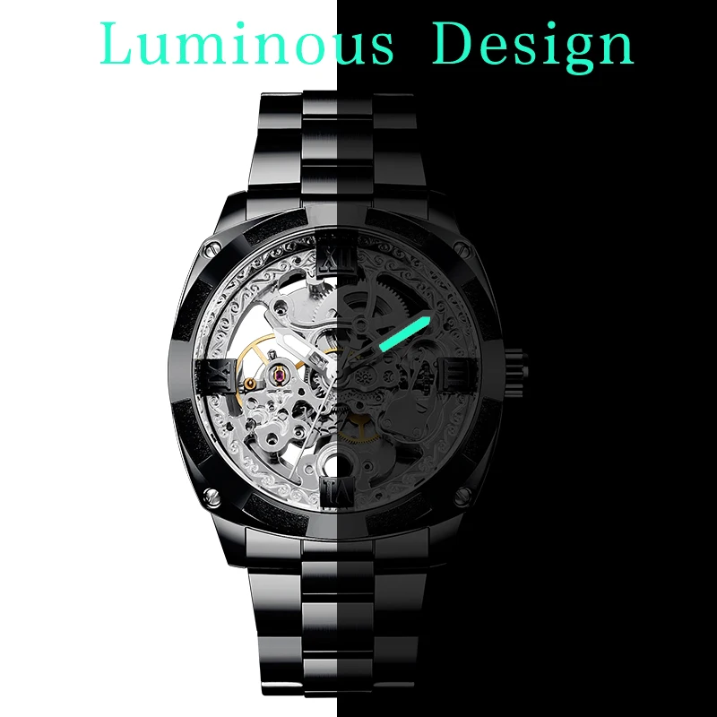 Часы наручные Forsining Мужские механические автоматические часы скелетоны из