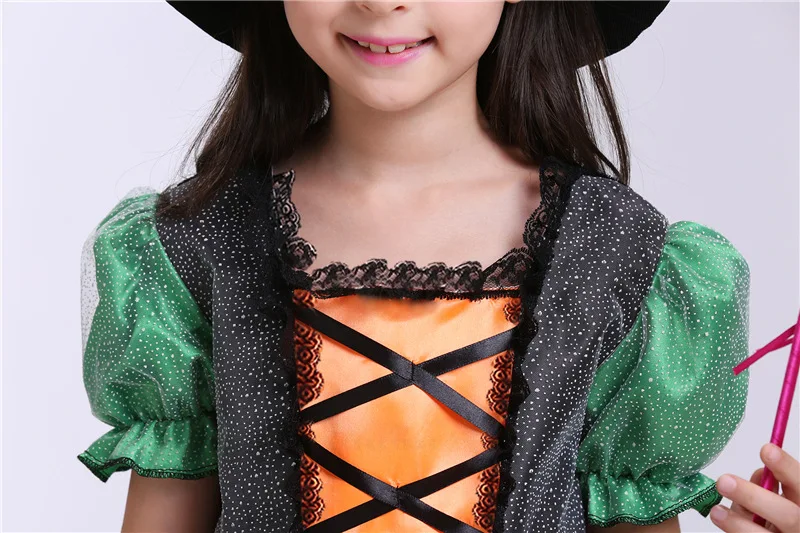 На Хеллоуин для девочек Платье с тыквами костюм танцев и сцены + головной убор