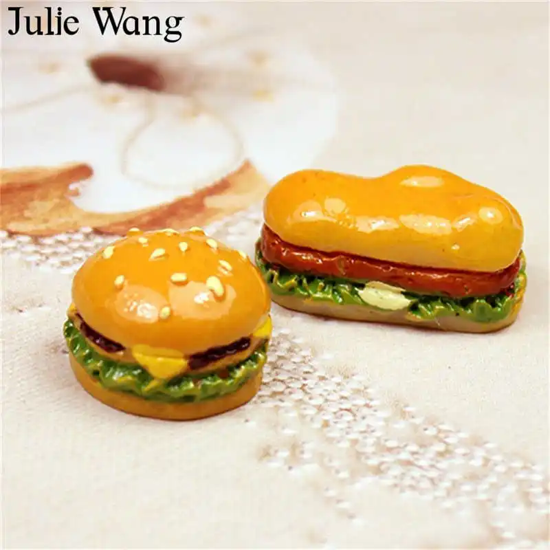 Julie Wang 10 шт. подвески из смолы в виде бургеров искусственная еда аксессуары для