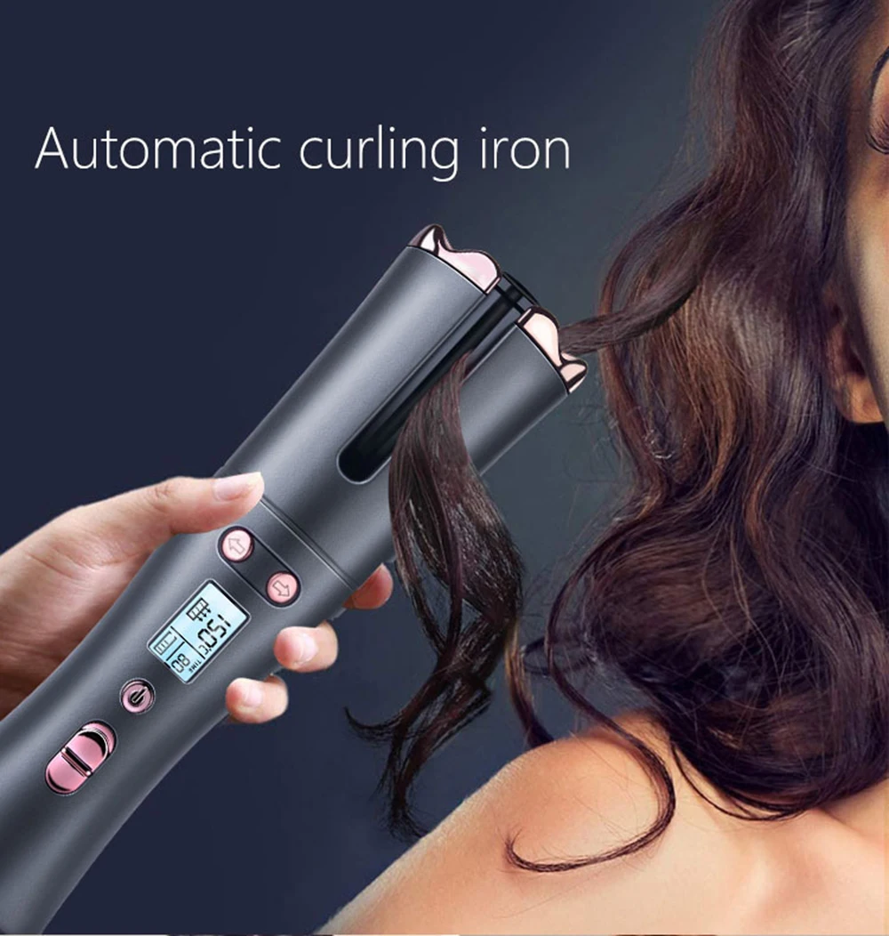 Automatic Hair Curler Rollers USB Rechargeable Spiral Curling Iron Waves Curlers Ceramic Irons LED Display Hair Styling Tools