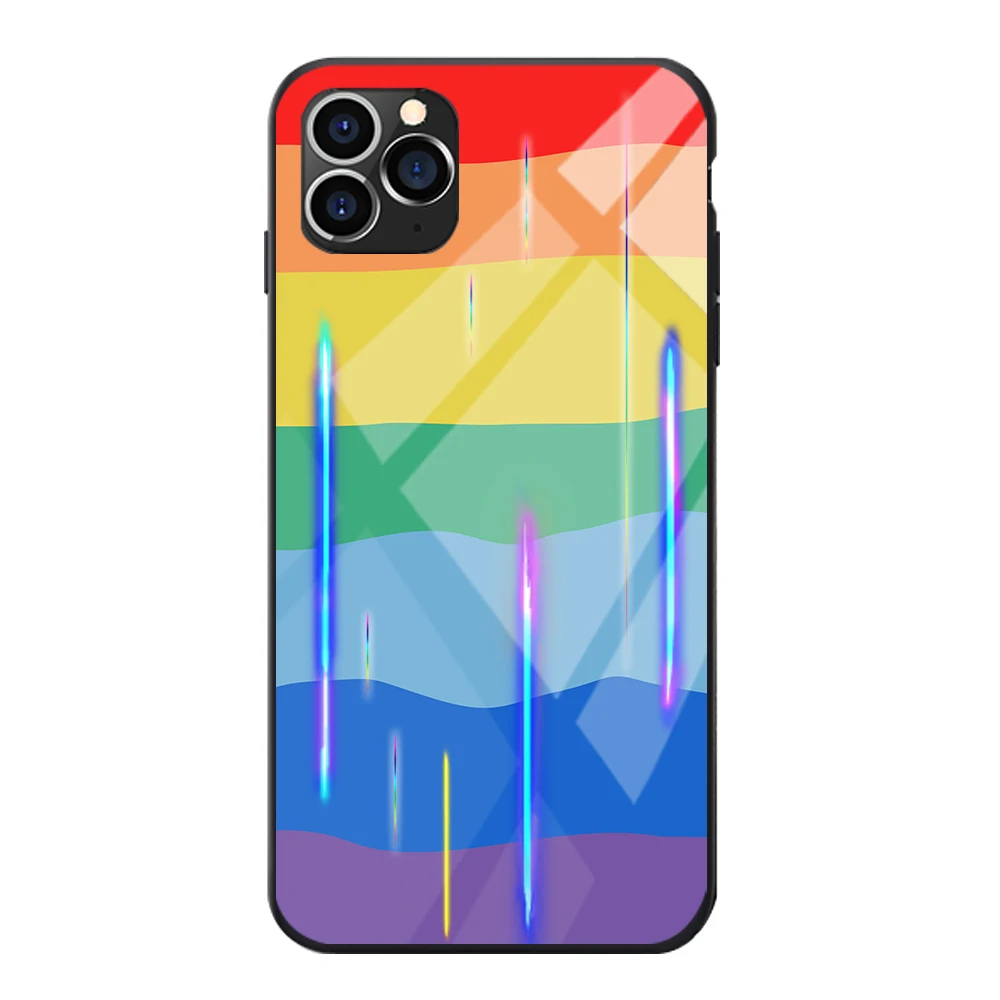 Радужный красочный любовь Полярный эффект закаленное стекло ТПУ чехол для