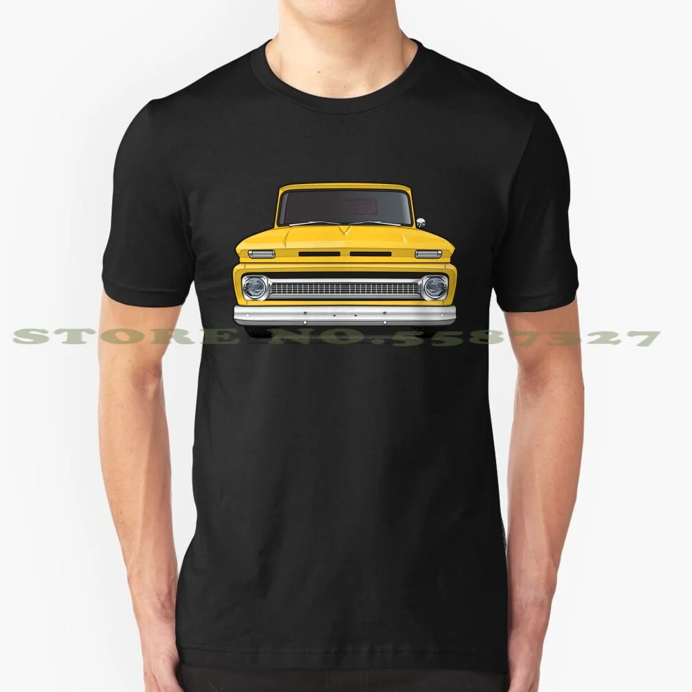 Желтая модная дизайнерская футболка 64 65 66 1964 1965 1966 Chevy Chevrolet пикап короткая