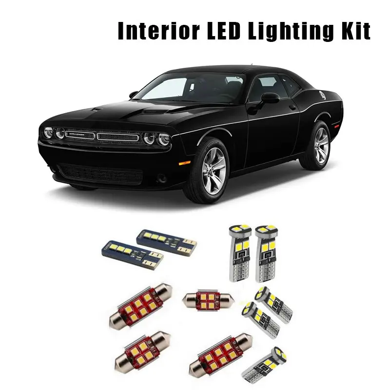 

For 2015 2016 2017 2018 2019 Dodge Challenger 15 Bulbs White Interior Canbus LED Car Light Kit Fit Map Dome Reading License Lamp