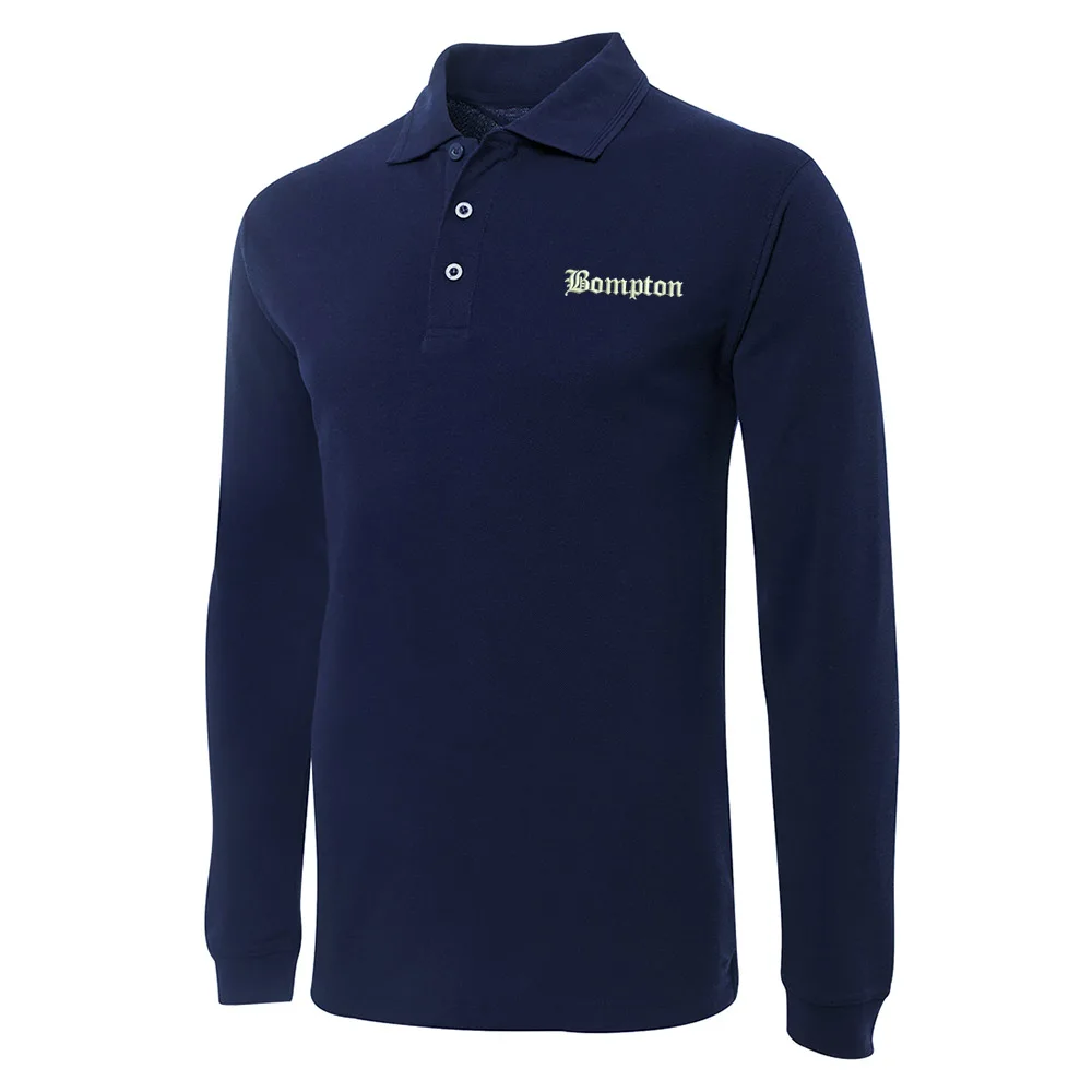 

Bompton Old English Embroidery Long Sleeve Polo Shirts Embroidered Men's Shirts