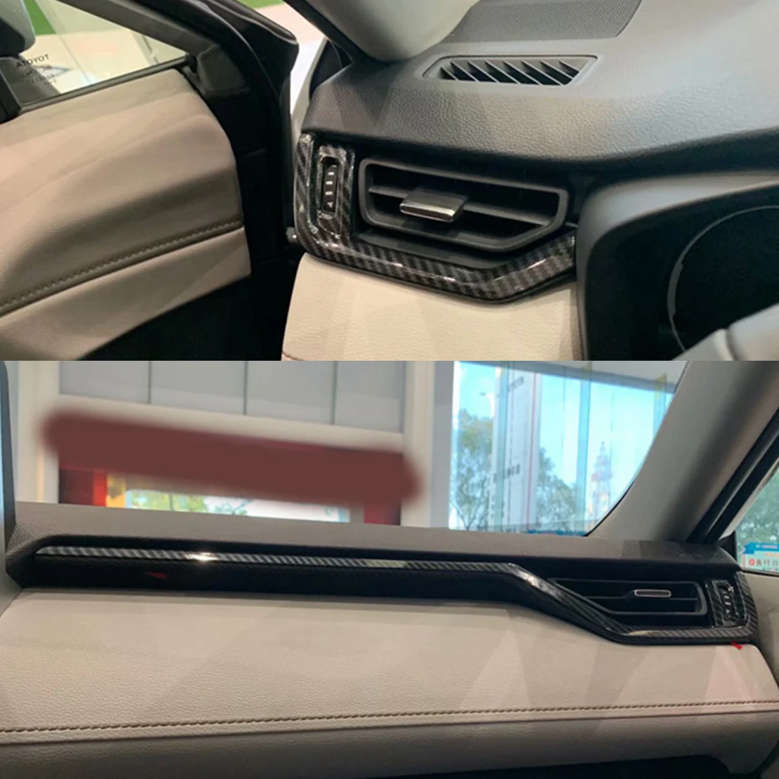 

2pcs ABS Carbon Fiber Style Dashboard Air Vent Cover Trim Fit for Toyota RAV4 2019 2020
