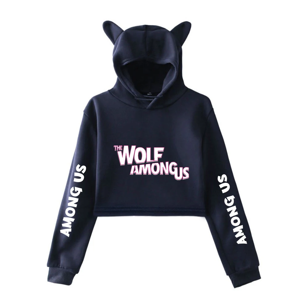 

Cute Among Us Sweatshirt Girls Casual Cat Cropped Hoodies Female Long Sleeve Pullover Crop Top Women's Hoodie 2020 Among Us Tops