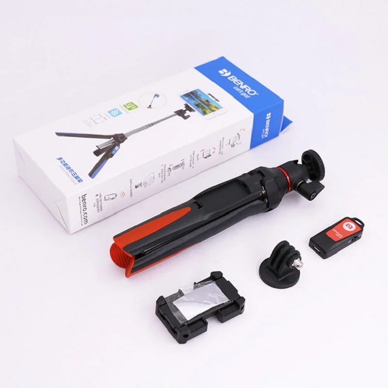 Orange 3 в 1 Benro Mefoto Bluetooth палка для селфи штатив монопод Автопортрет для iPhone XS huawei P20 Pro samsung Gopro 7 6 5 - Цвет: Orange