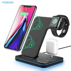 Индукционное Беспроводное зарядное устройство Qi, 15 Вт, быстрая зарядка для AirPods Apple Watch iPhone 12 11 XS XR 3 в 1, быстрая зарядная станция для Samsung S21