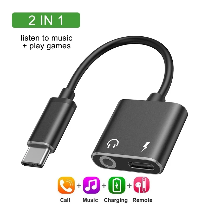 

New 2 in 1 USB Type C To 3.5mm Earphone Jack Adapter for Letv Xiaomi Aux Audio Cable Headphone Charger Charging USB-C Converter