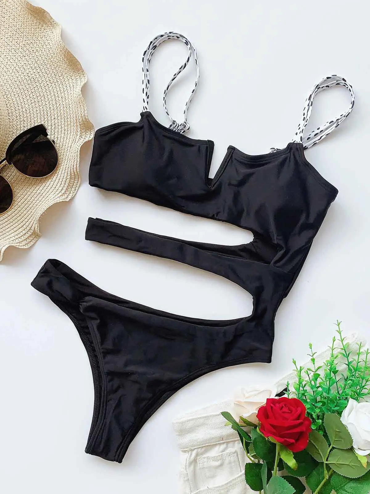 

Push Up Swimsuit Women Hollow Out Swimwear Sexy One Piece Swimsuit Female Bathing Suit Beachwear Black Swimming Suit For Women
