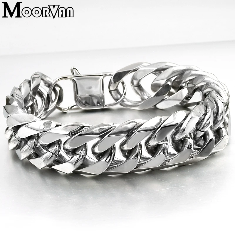 Moorvan 19 мм шириной 22 см длина, ссылка chian ювелирные изделия горячее предложение 316l нержавеющая сталь, для мужчин мужской Шарм браслет Бижу VB307