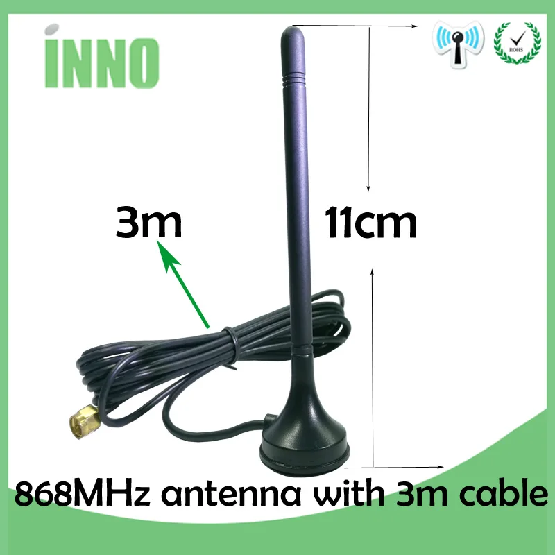 868 МГц 900-1800 МГц GSM антенна 3g 5dbi SMA Male с кабелем 300 см 868 МГц 915 МГц antena присоска антенна База Магнитные антенны - Цвет: 868m short
