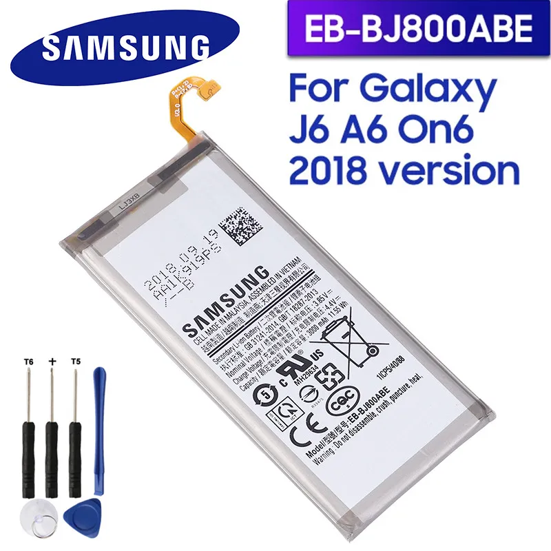Аккумулятор Samsung EB-BJ800ABE для GALAXY J6 A6 On6 2018 версия SM-A600F J600 3000 мА · ч - купить по
