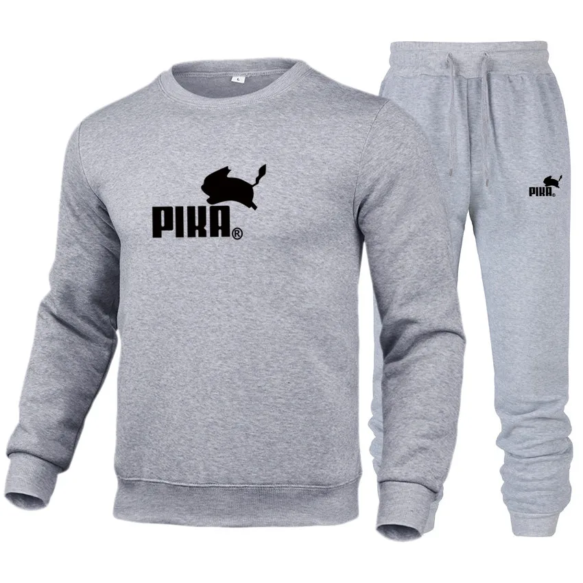 

Sweater men's PIKA car logo LOGO sportswear tide brand handsome suit spring and autumn new casual round neck two-piece suit