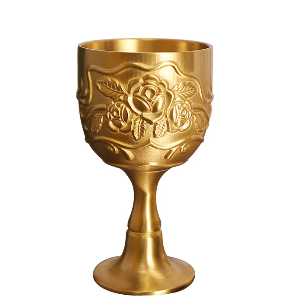 

500ml Vintage Wine Glass Bar Dinner Wine Set Aluminum Alloy Retro Creative Small Drink Wine Glass Gold European Bar Cup