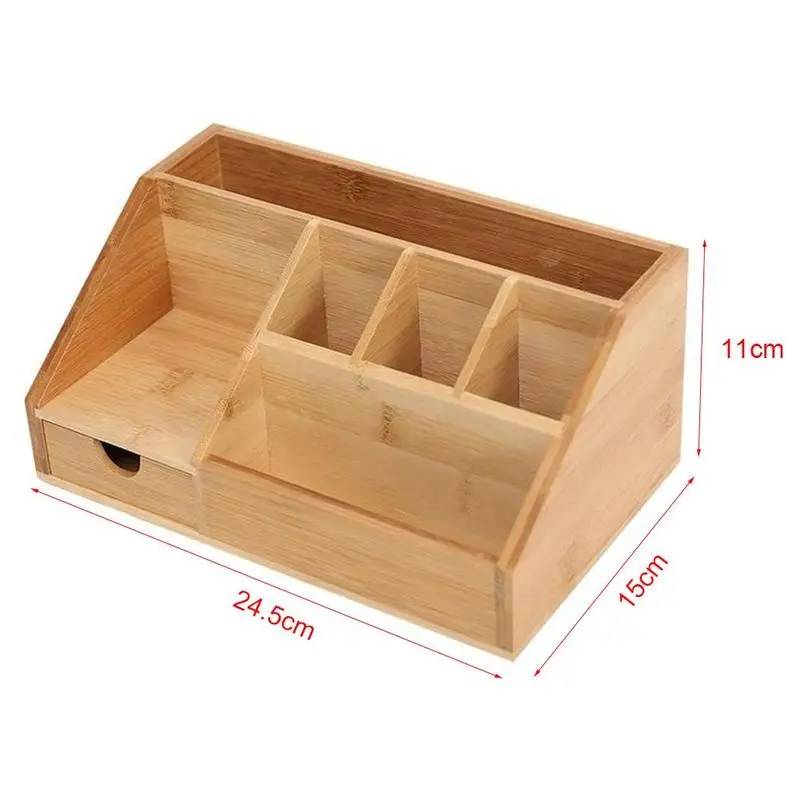 

1Pc Desktop Storage Box Bamboo Stationery Organiser Shelf Notes Pencil Holder Top Pen Desk Cosmetic Rack Case Hot Office St X1T3