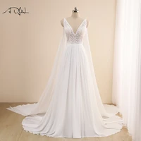 charming spaghetti straps boho wedding dress with shawl sexy high split bohemian lace bride dress chiffon beach bridal gown