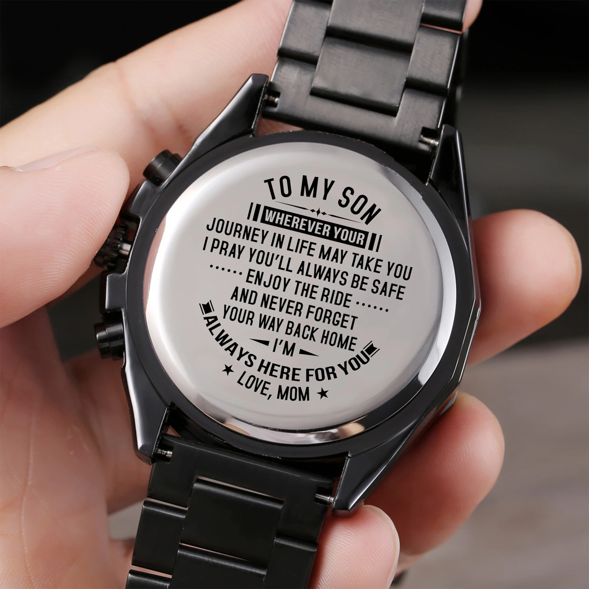 

Mom To My Son-Engraved Watch Customized Men Watch Luxury On The Watch Birthday Graduation Gifts Wrist Watch Christmas presents