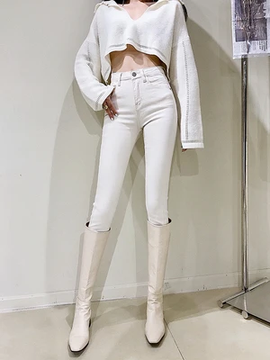 

Trousers, women's jeans, Capris, pencil pants, small feet, thin legs, tight, casual, versatile, high waist