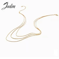 joolim jewelry pvd gold finish fashionable three decker fold wear necklace stylish stainless steel necklace