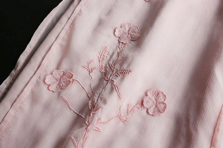 

7704 Summer Women Pants Japan Style Solid Color Vintage Literary Chiffon High Waist Wide-Leg Trousers Women