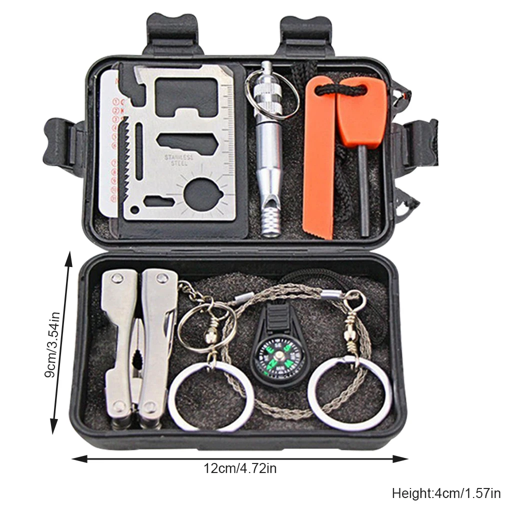 

9 in 1 Emergency Tool Box Kit Portable Universal Survival Gear Set Camping Surviving Mountaineering Multi-tool