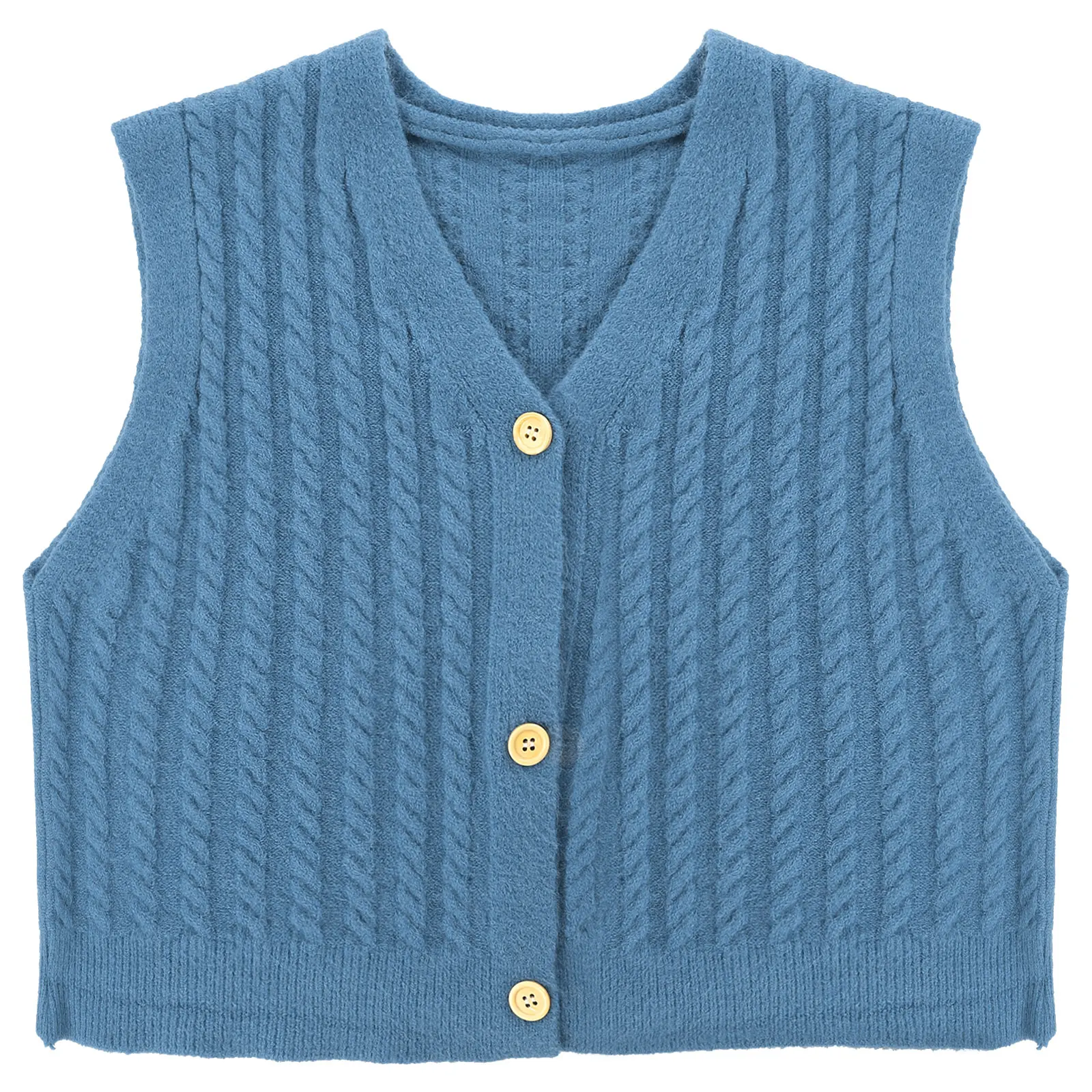

Female Autumn Winter Sleeveless Sweater Vest Women E-Girl Sweet Cardigan Waistcoat Outerwear V Neck Button Down Knitted Tops